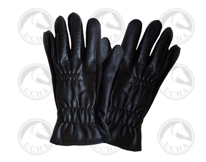 GUANTES SHOW CUERO OVEJA Y SPANDEX NEGRO